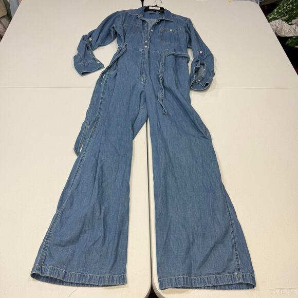 Lauren Ralph Lauren Criselda jean wide leg belted Jumpsuit Size 16 - Picture 3 of 7